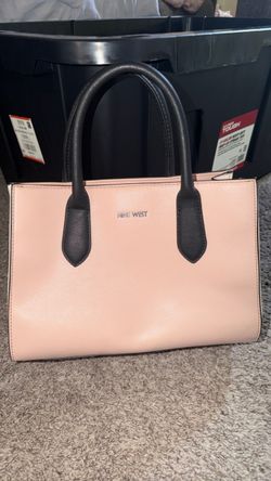 Nine West pink cream color purse black handle