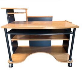 Rolling Computer Desk Workstation With Shelves – 48” Wide