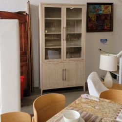 Restoration Hardware French Contemporary Sideboard & Hutch – Light Oak Finish