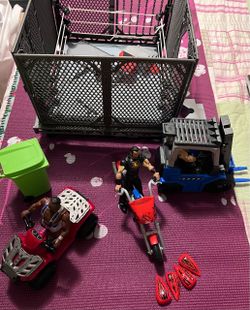 WWE Action Figure Playset with Cage and Vehicles