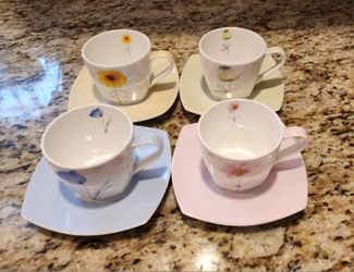 4 Sets Of Coffee Or Tea Cup With Saucer