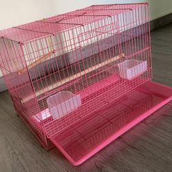 New Pink Square Wire Medium Bird Cage 