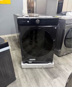 Samsung - BESPOKE 5.3 Cu. Ft. High-Efficiency Stackable Smart Front Load Washer with Steam and Super Speed Wash - Brushed Black 🔥
