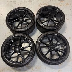 22" Techart Formula VI Forged Black Concave Rims Tires Fits Porsche Taycan