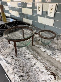 Glass Double Bowl Serving Set