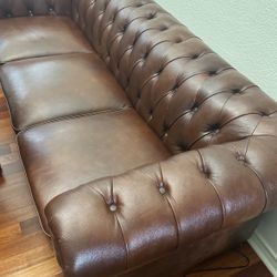 Ophelie 87'' Genuine Leather Chesterfield Sofa