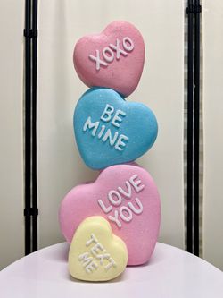 Valentines Day Pastel Conversation Hearts Stacked Decor Stool