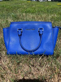 Michael Kors Electric Blue Satchel Gold Hardware Detachable Strap Handbag