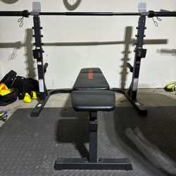 Bench, Rack, and 45lb.  Weight Bar