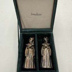 Vintage Neiman Marcus Choir Boys Salt/Pepper Shakers Silver Plated Christmas