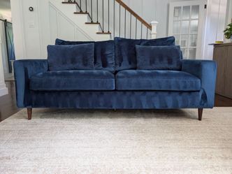 Interior Define 75" Blue Velvet Club Sofa | Excellent Condition | $550