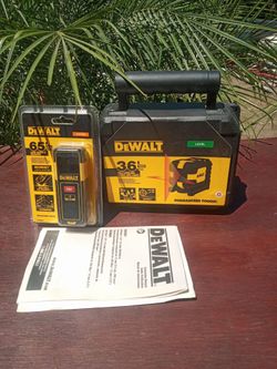 DeWalt. New. Cross ❌. Line laser.    Distance. Laser