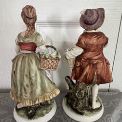 ANDREA by SADEK: Woman with Flowers, Bisque Porcelein, VINTAGE, #8280