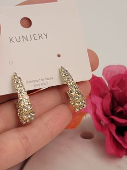 Korean Retro Baroque Round Rhinestone Silver Needle Crystal Hoop Earrings