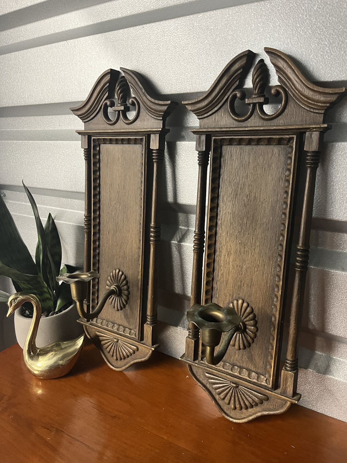 🤩 Mid-Century Wall Sconce Taper Candle Holder Set, Boho, Vintage Hard Plastic