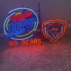 Bears  Man Cave Neon Sign. Miller Lite 