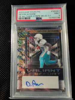 Devon Achane 1/1 Leaf PSA 9