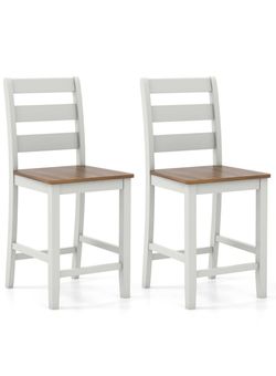 Brand New - Set of 2 Counter Height Bar Stools – Wooden Kitchen Island Chairs