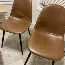 2 Copley Dining Chairs - Caramel faux leather 