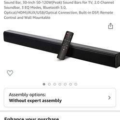 Sound Bar, 30-Inch 50-120W(Peak) Sound Bars for TV, 2.0 Channel Soundbar, 3 EQ Modes