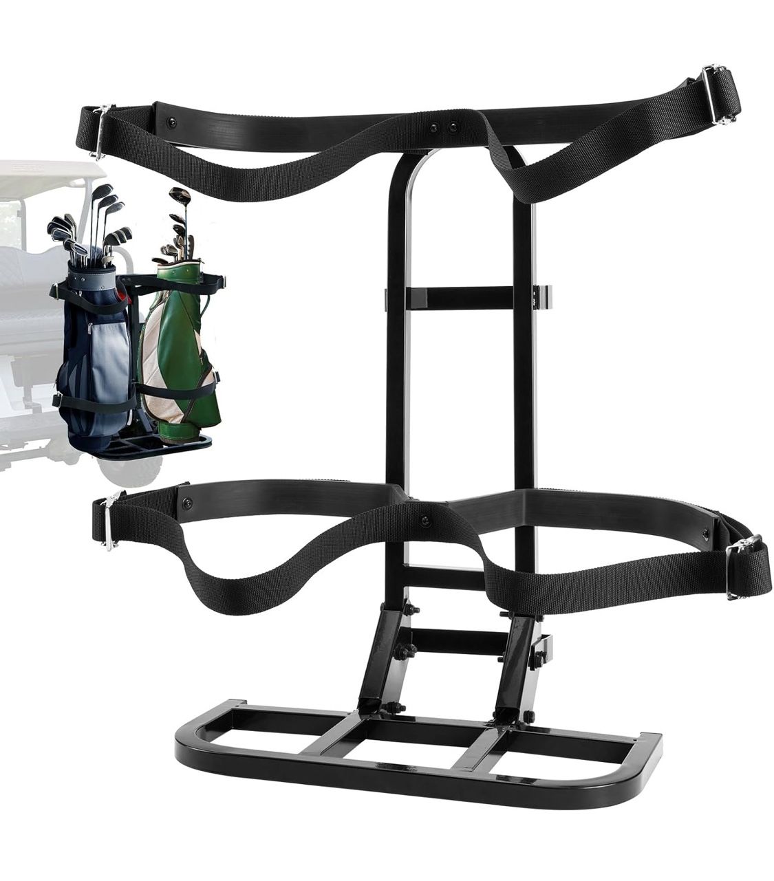 Universal Golf Cart Rear Bag Holder Rack - Black