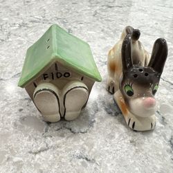 Vintage 1950s Fido Dog House Salt and Pepper Shakers