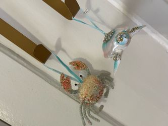 set of TWO coastal-themed Kurt Adler glass ornaments