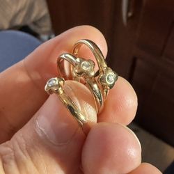 3 Similar Sterling Silver Rings With Small Diamonds 