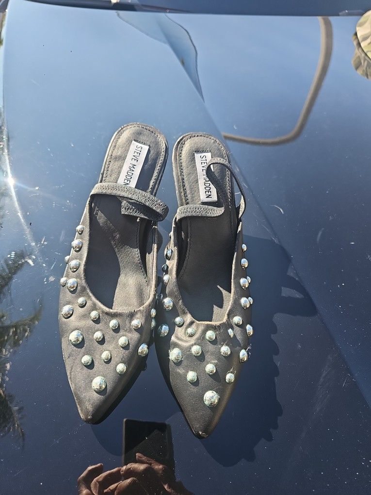 Steve Madden Black Leather Lady Dress Shoes Size 9.5