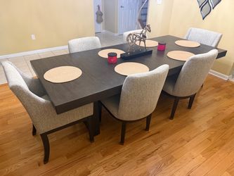 Dark Wood Dining Table with 6 Chairs
