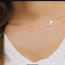 SMALL GOLD or SILVER CROSS MINIMALIST CHAIN NECKLACE