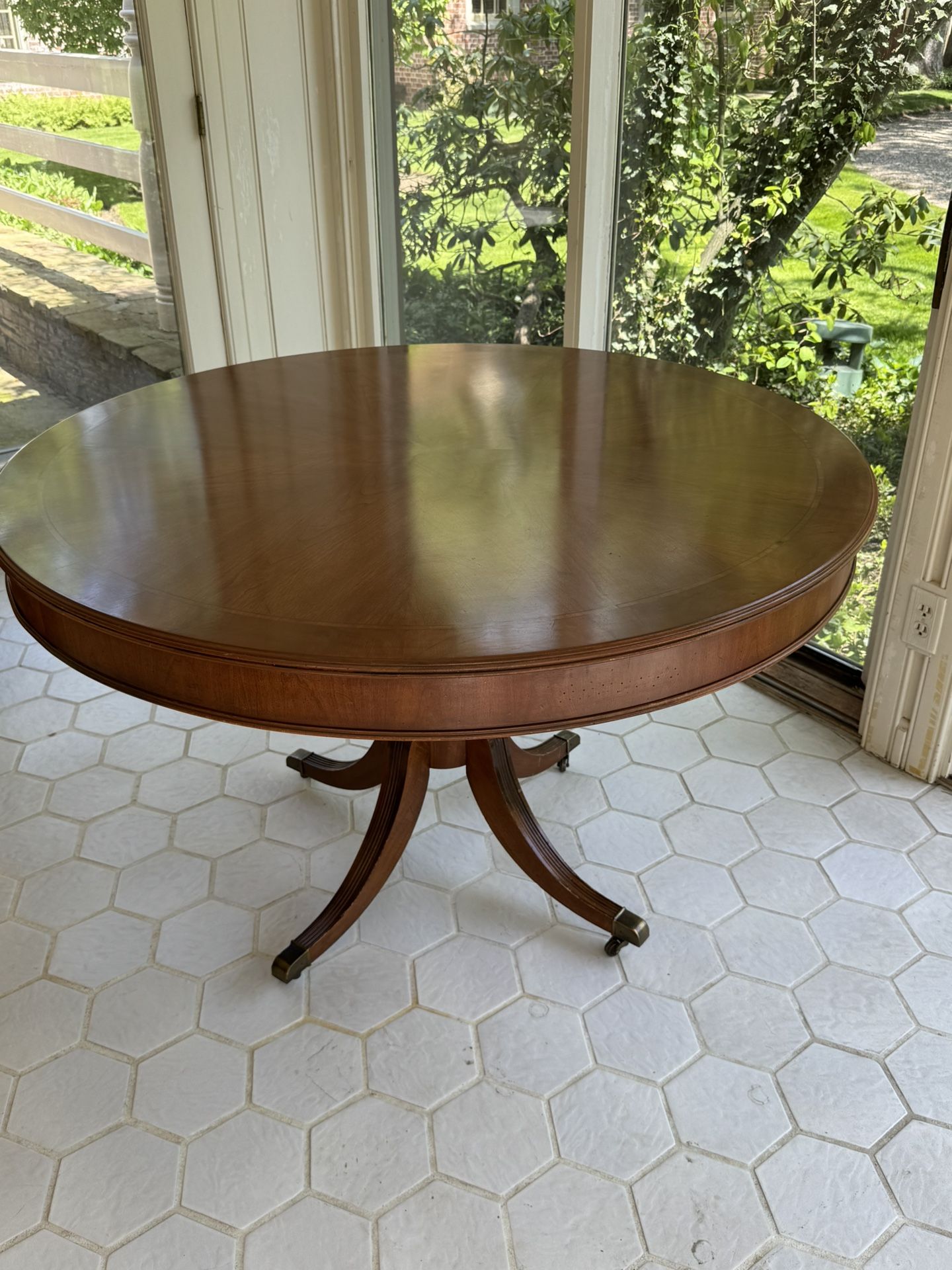 Beautiful Dining / Card Table 48” Brass Caster Wheels-Delivery!