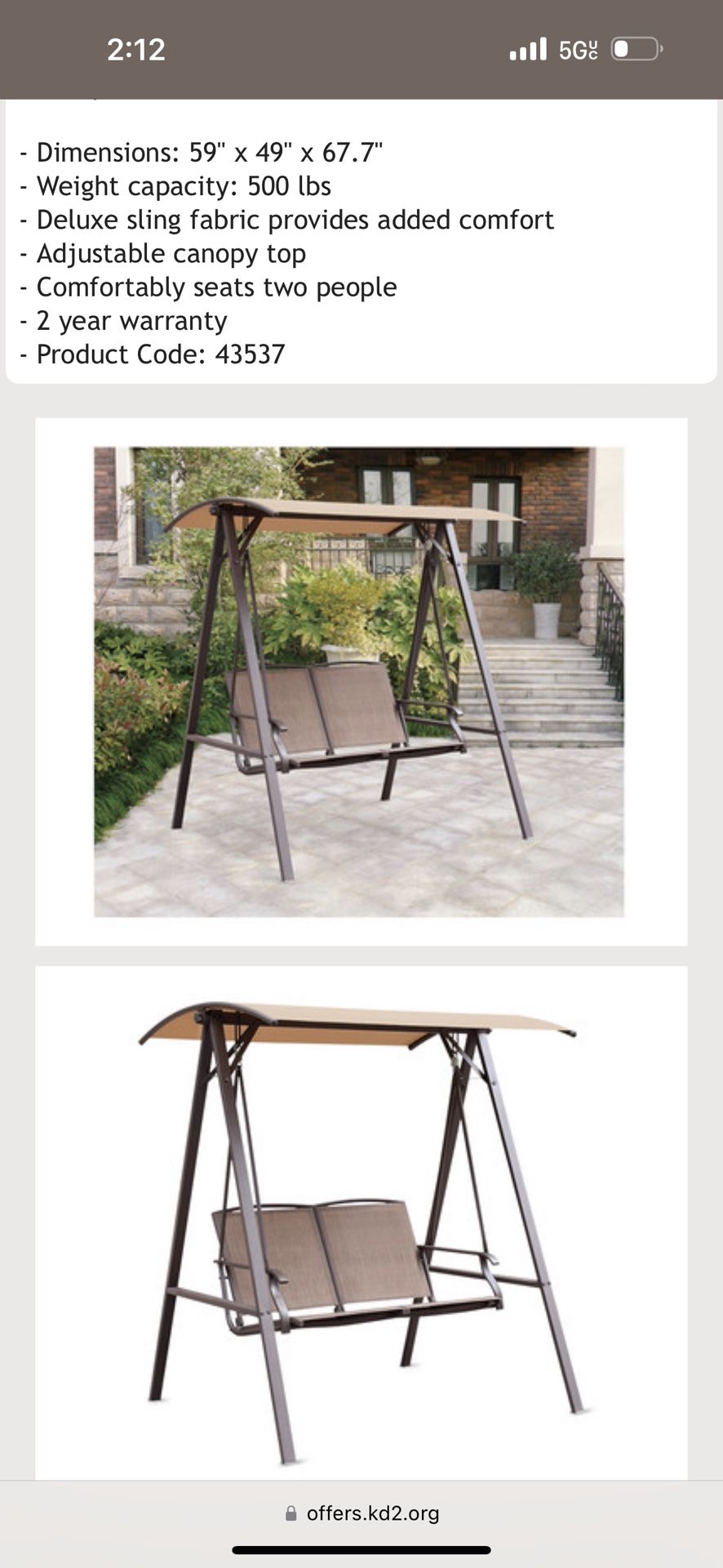 Aldi s Two Person swing New In Box for Sale in Alhambra CA OfferUp