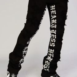 Focus Jeans "Heartless" Stacked Denim feature white embroidered Size W42 
