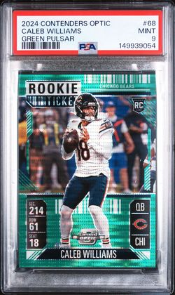 2024 Panini Contenders Optic Caleb Williams Green Pulsar #68 /49 PSA 9