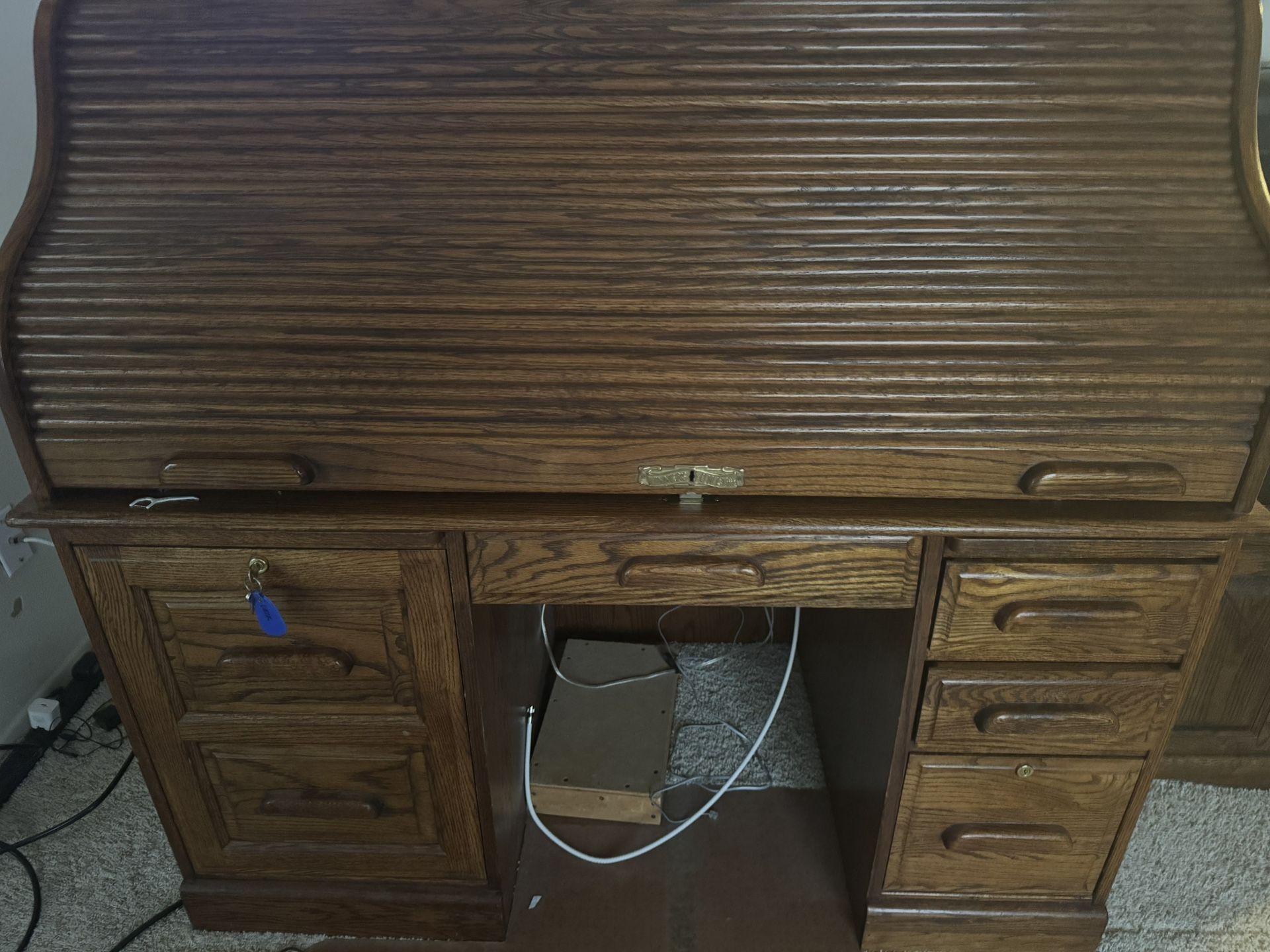 Large Roll Top Secretary Desk