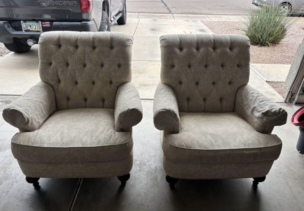 Ethan Allen Vintage Tufted Custom Upholstered Chairs