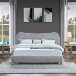 King Size Grey Shimery Boucle Bed Frame