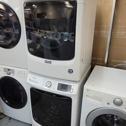 Maytag Front Loading Washer And Stackable Gas Dryer Set 