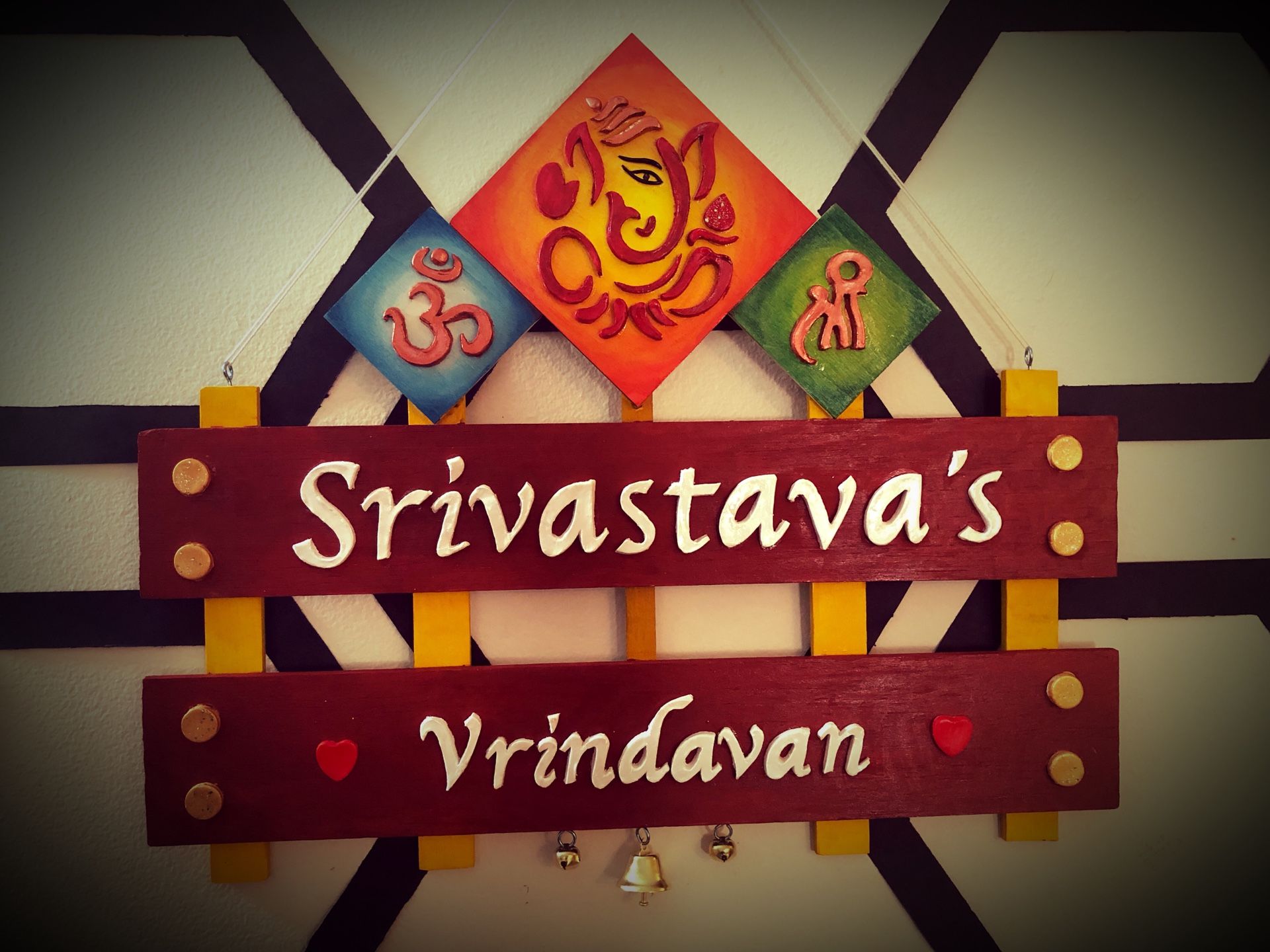 Wooden base clay house sign any name and text