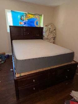 Queen size bed frame with mattress