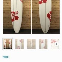 8ft White And Red Flower Longboard Surfboard