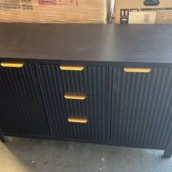 Storage Cabinet Fluted Sideboard Buffet Cabinet with Storage with 2 Doors and 3 Drawers, 47" Modern Credenza with Adjustable Shelves, Media Console Mi