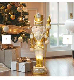 2Christmas Soldier Nutcracker in Silver & Gold with Lights, 2 ft