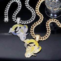 20" or 24" L.A. Rams Football Iced Chain Necklace. Other Teams Seen Sold Separately SHIPPING AVAILABLE