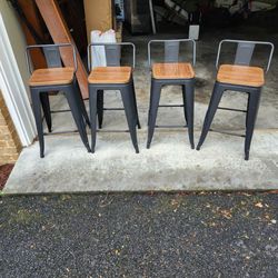 Set of 4 charcoal grey bar stools