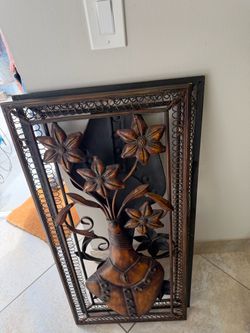 Wrought Iron wall decor, artificial plant’s