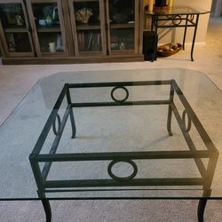 Glass Coffee Table, Large, Beveled Glass 