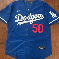 Los Angeles dodgers Mookie Betts blue Jersey stitched red