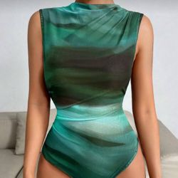 Teal and Black Bodysuit